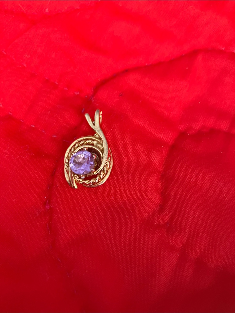 Gold-Tone Pendant with Purple Stone